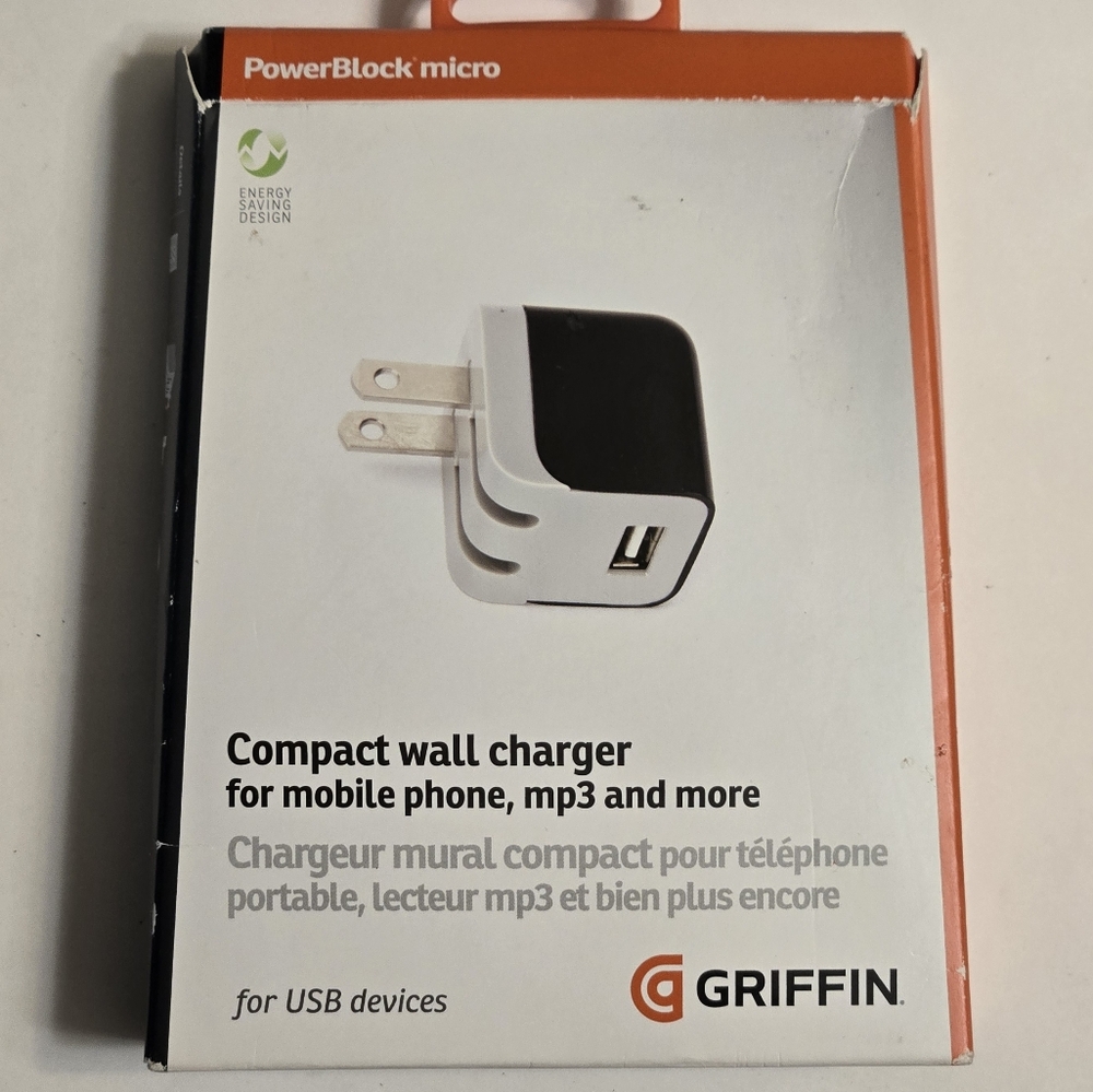 Griffin Compact Wall Charger for mobile phone, mp3 and more for USB devices